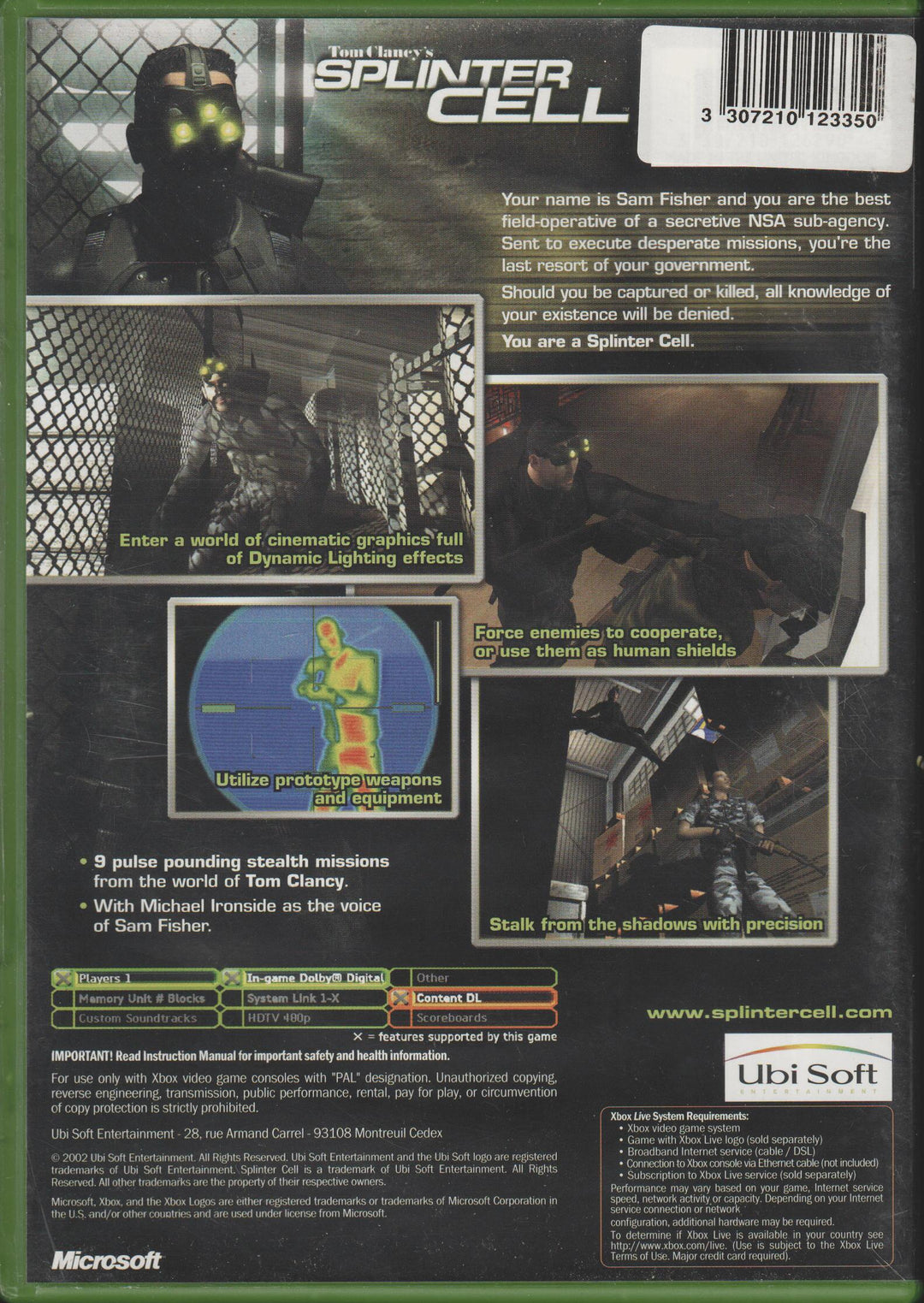 Tom Clancy’s Splinter Cell. XBOX.