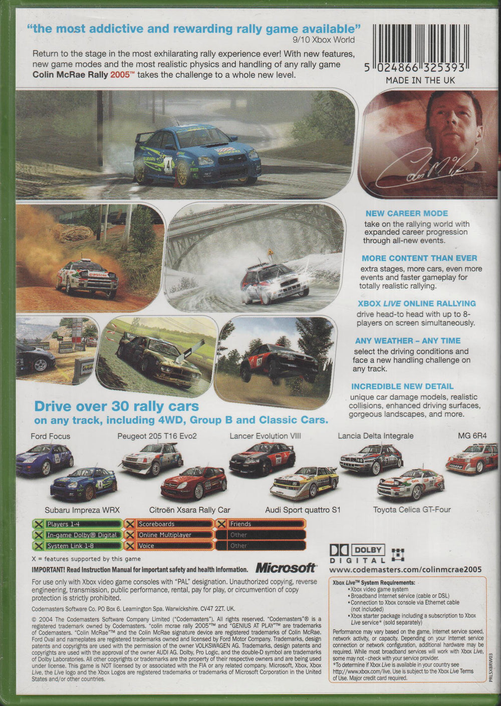 Colin McRae Rally 2005. XBOX.