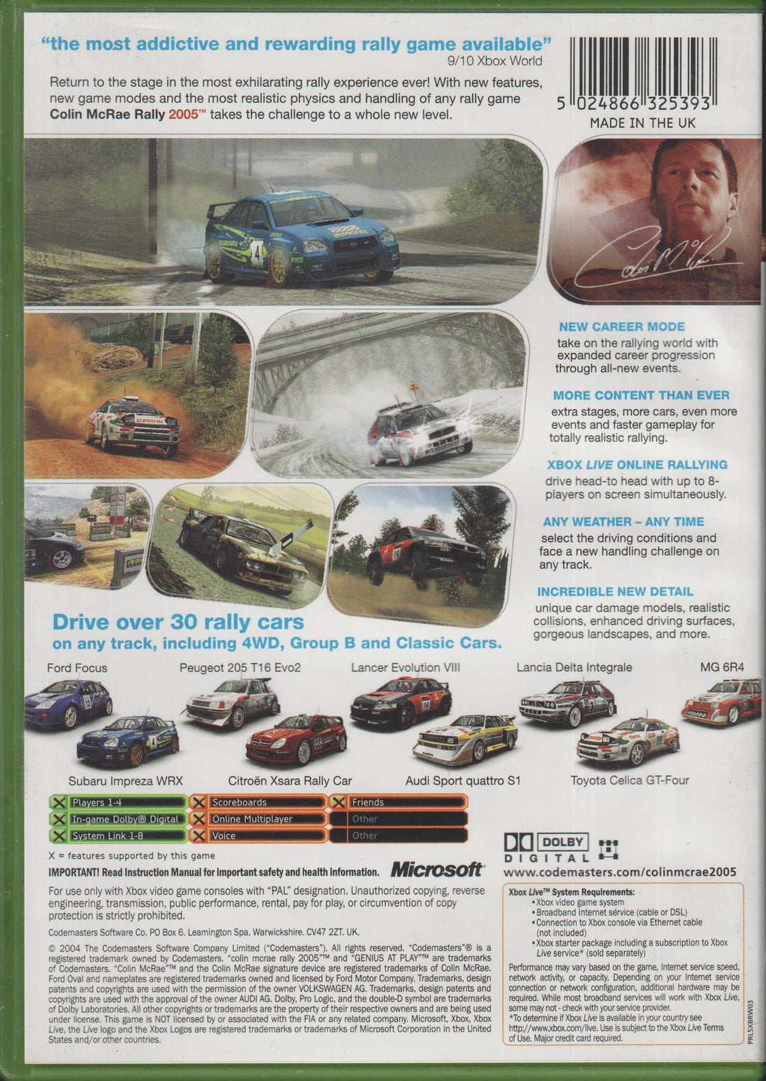 Colin McRae Rally 2005. XBOX.