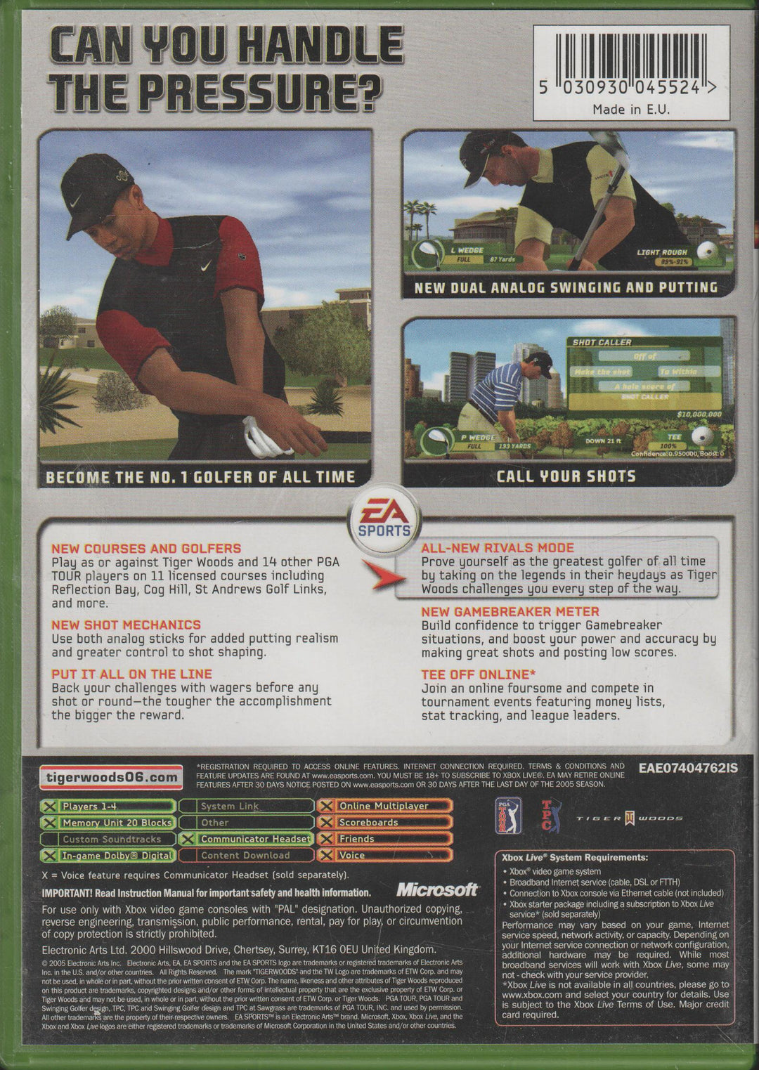 Tiger Woods PGA Tour 06. XBOX.