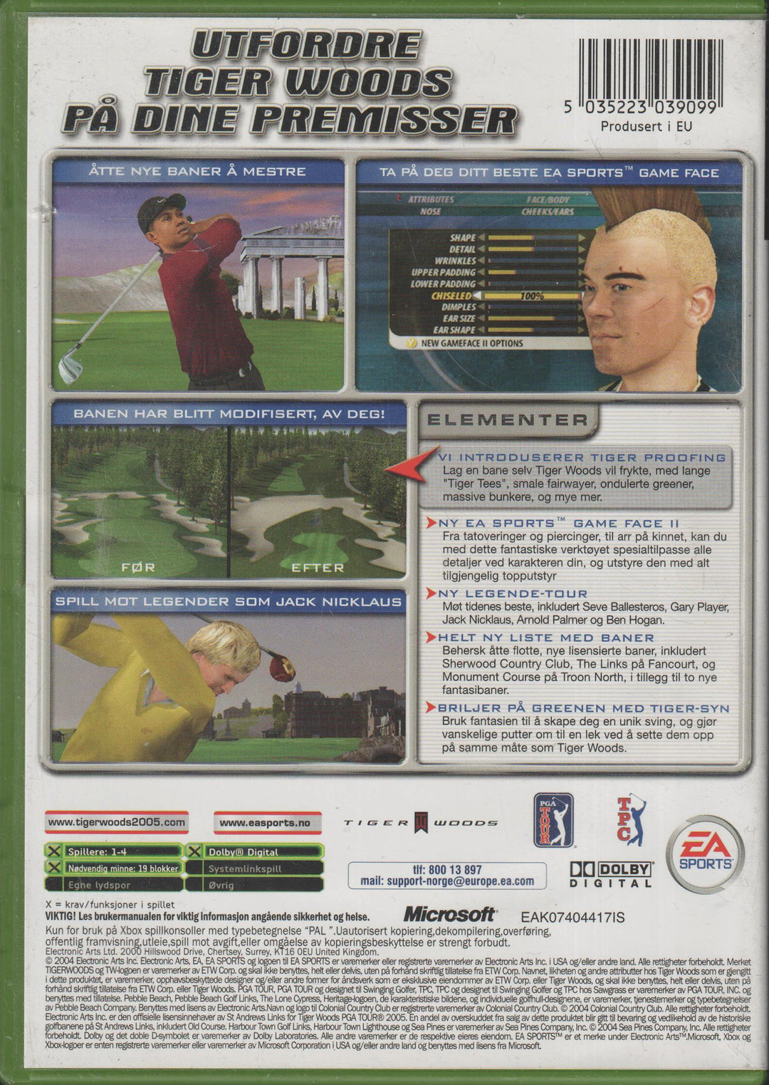 Tiger Woods PGA Tour 2005. XBOX.