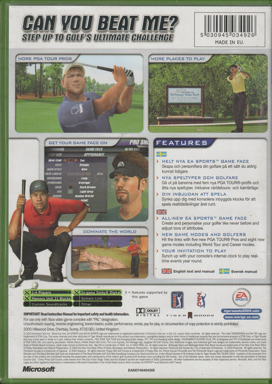 Tiger Woods PGA Tour 2004. XBOX.