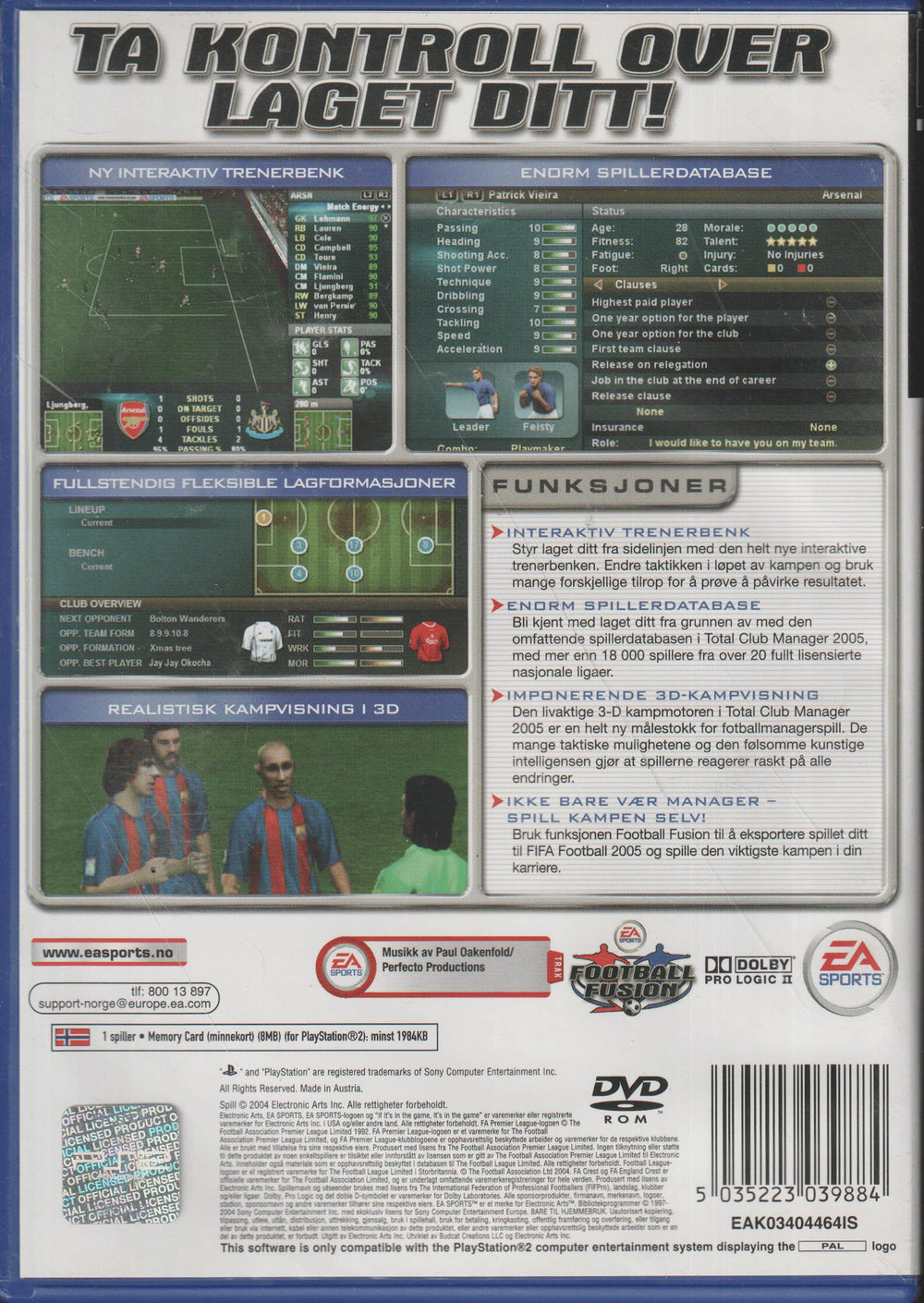 Total Club Manager 2005. PS2.