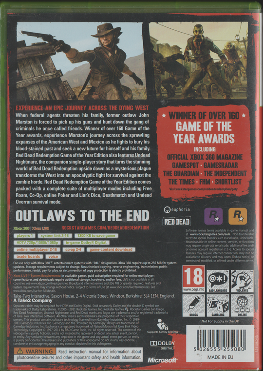 Red Dead Redemption: Game of the Year Edition. Xbox 360.