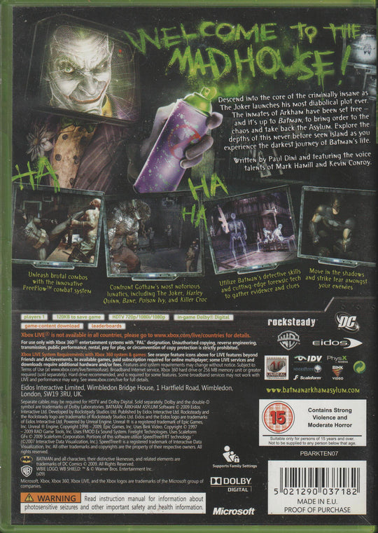 Batman: Arkham Asylum. Xbox 360.