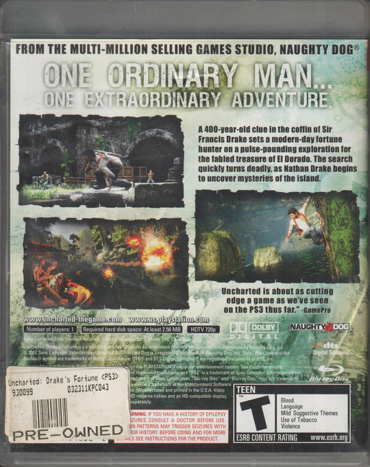 Uncharted: Drake's Fortune. PS3