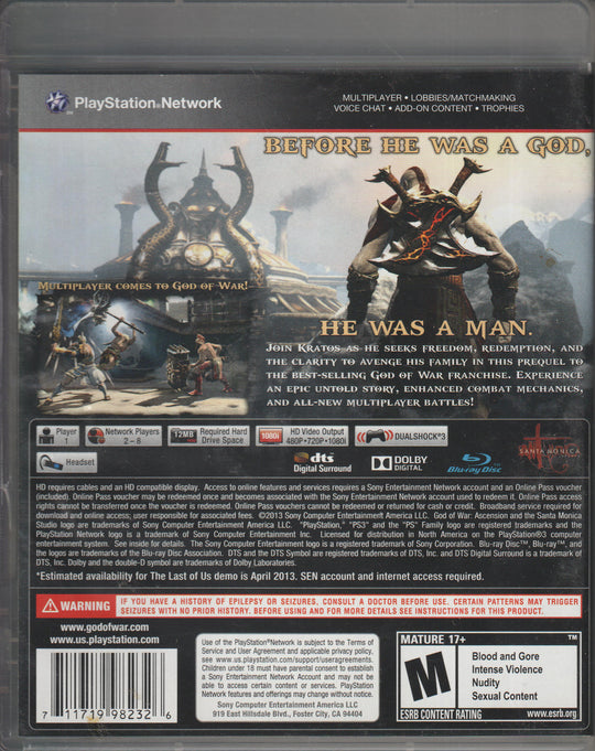 God of War: Ascension. PS3