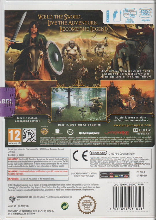 The Lord of the Rings: Aragorn's Quest. Wii. Ny i plast!