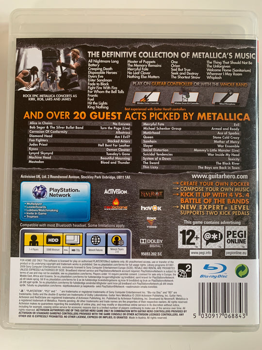 Guitar Hero: Metallica. PS3.