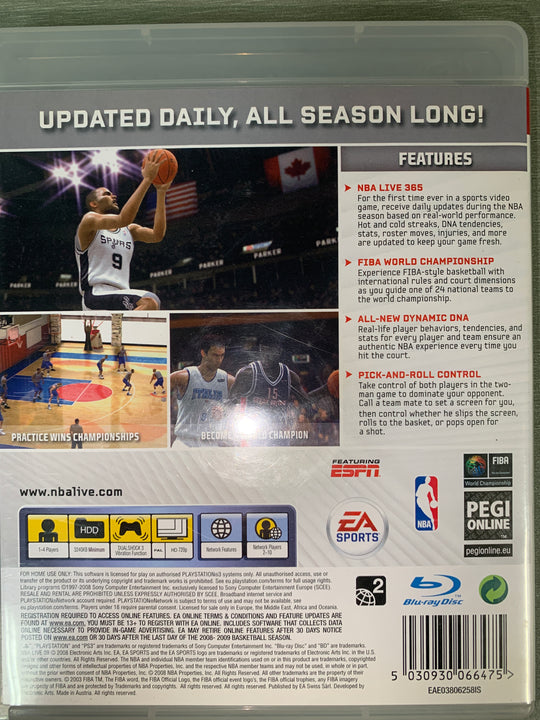 NBA Live 09. PS3.