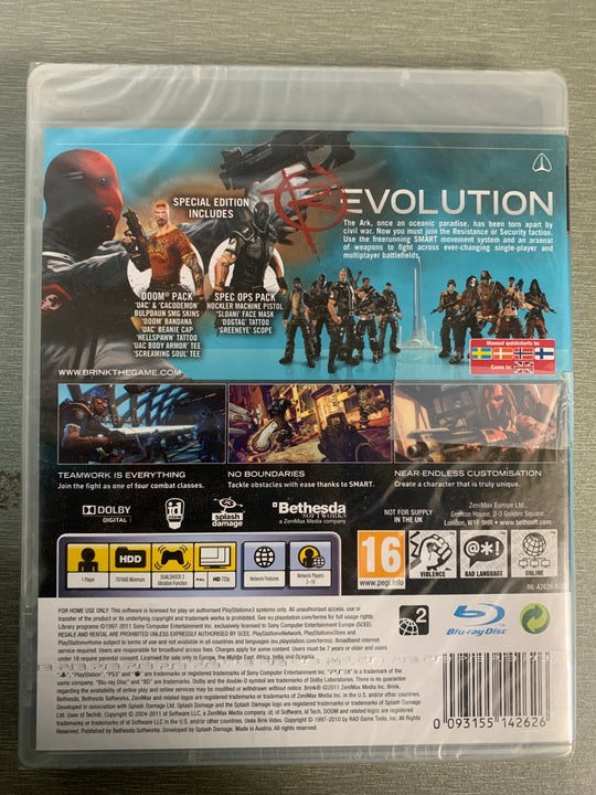 Brink Special Edition. PS3. Ny i plast!
