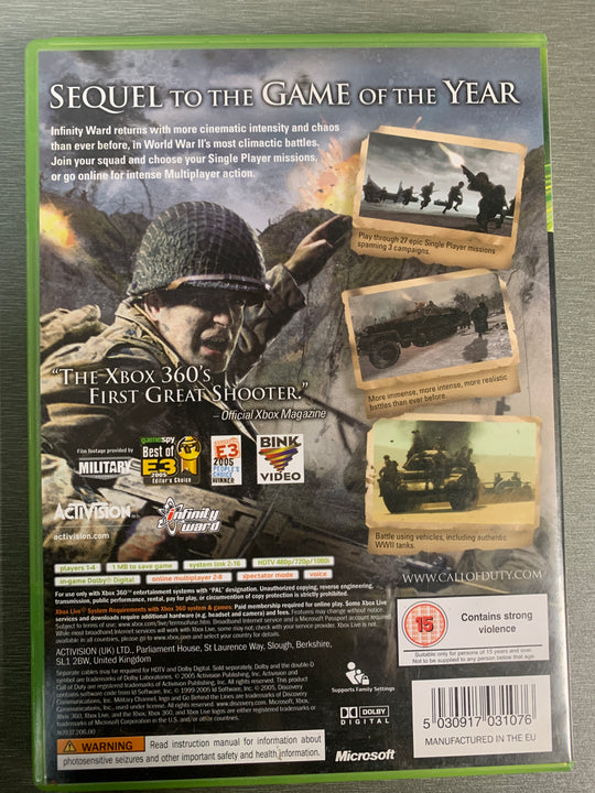 Call of Duty 2. Xbox 360.