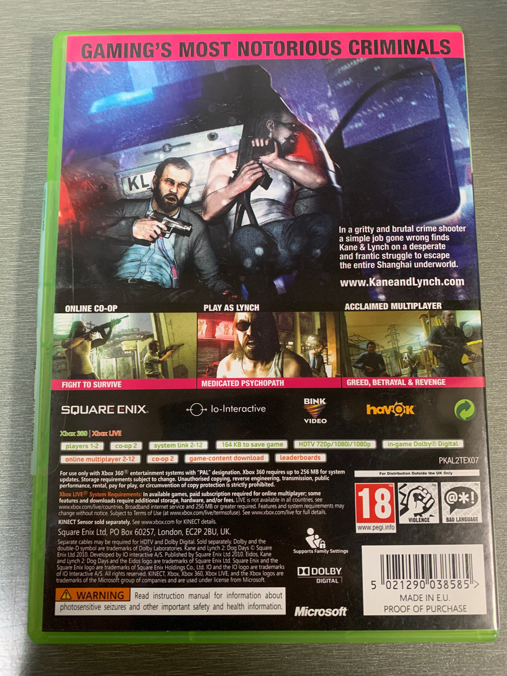 Kane & Lynch 2: Dog Days. Xbox 360.