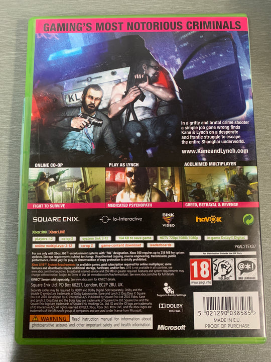 Kane & Lynch 2: Dog Days. Xbox 360.