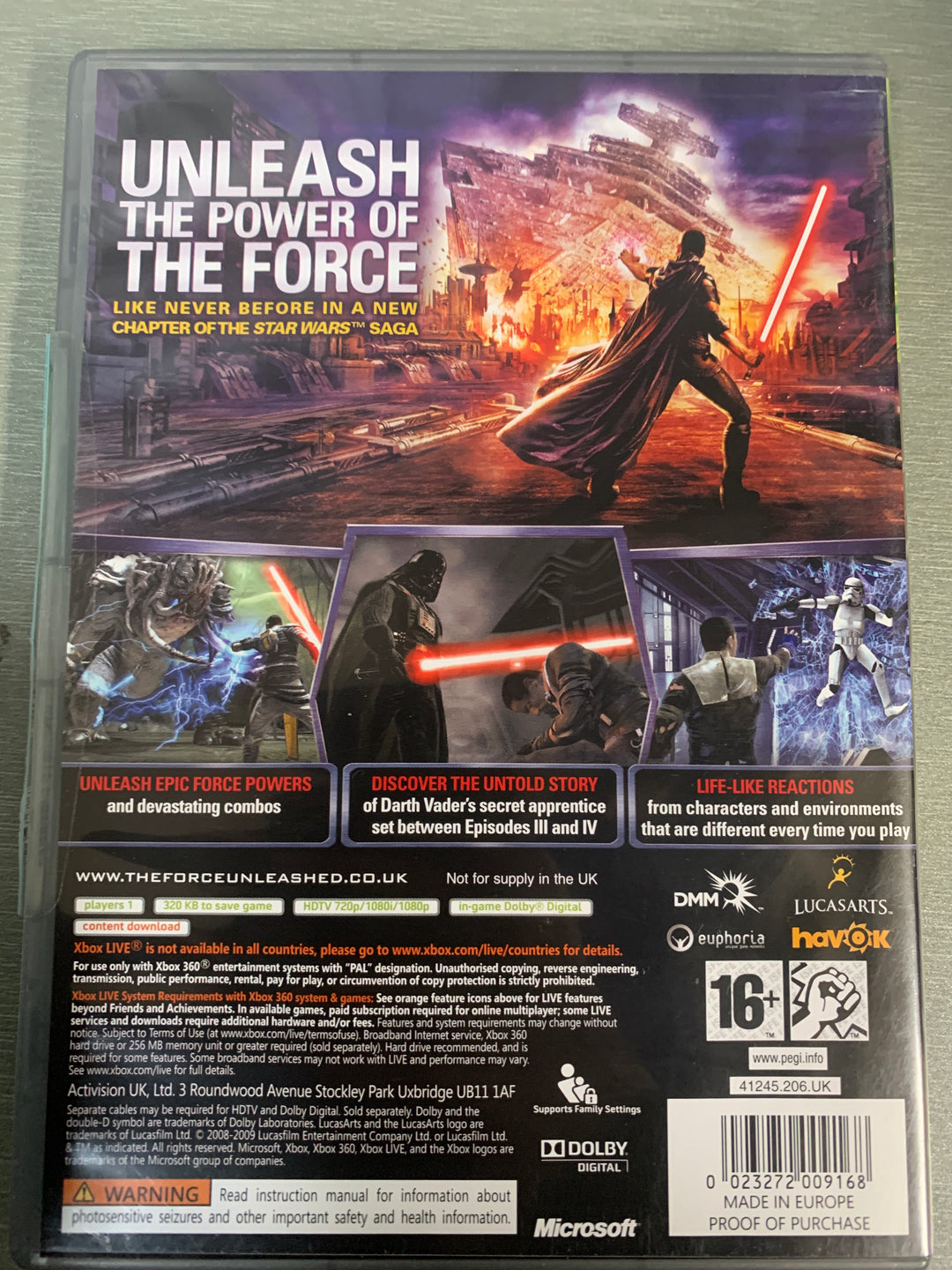Star Wars: The Force Unleashed Classics. Xbox 360.