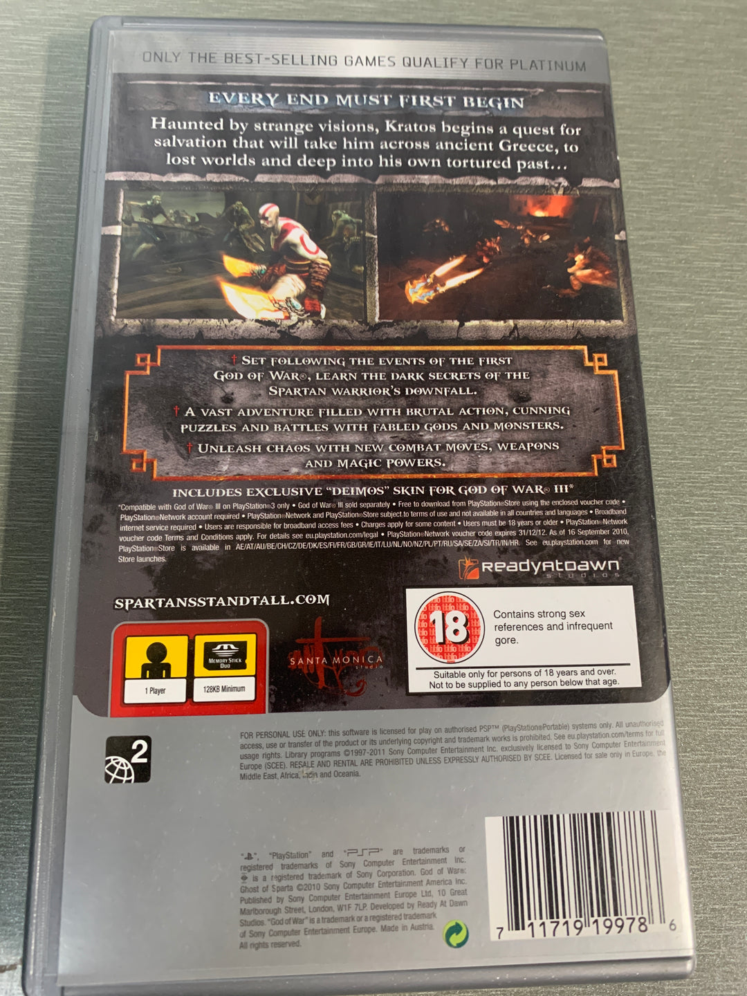God of War: Ghost of Sparta Platinum. PSP.