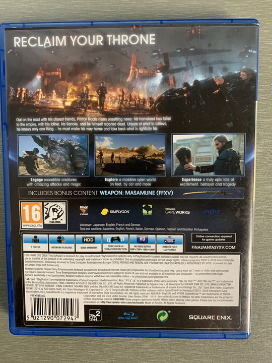 Final Fantasy XV – Day One Edition. PS4.