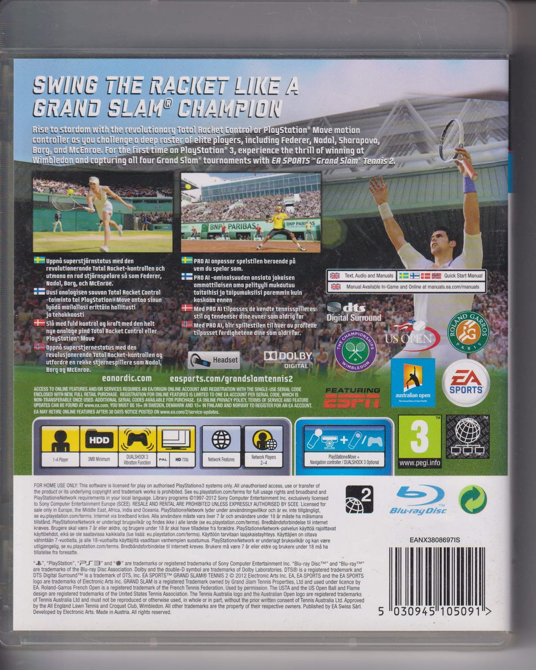 Grand Slam Tennis 2. PS3.