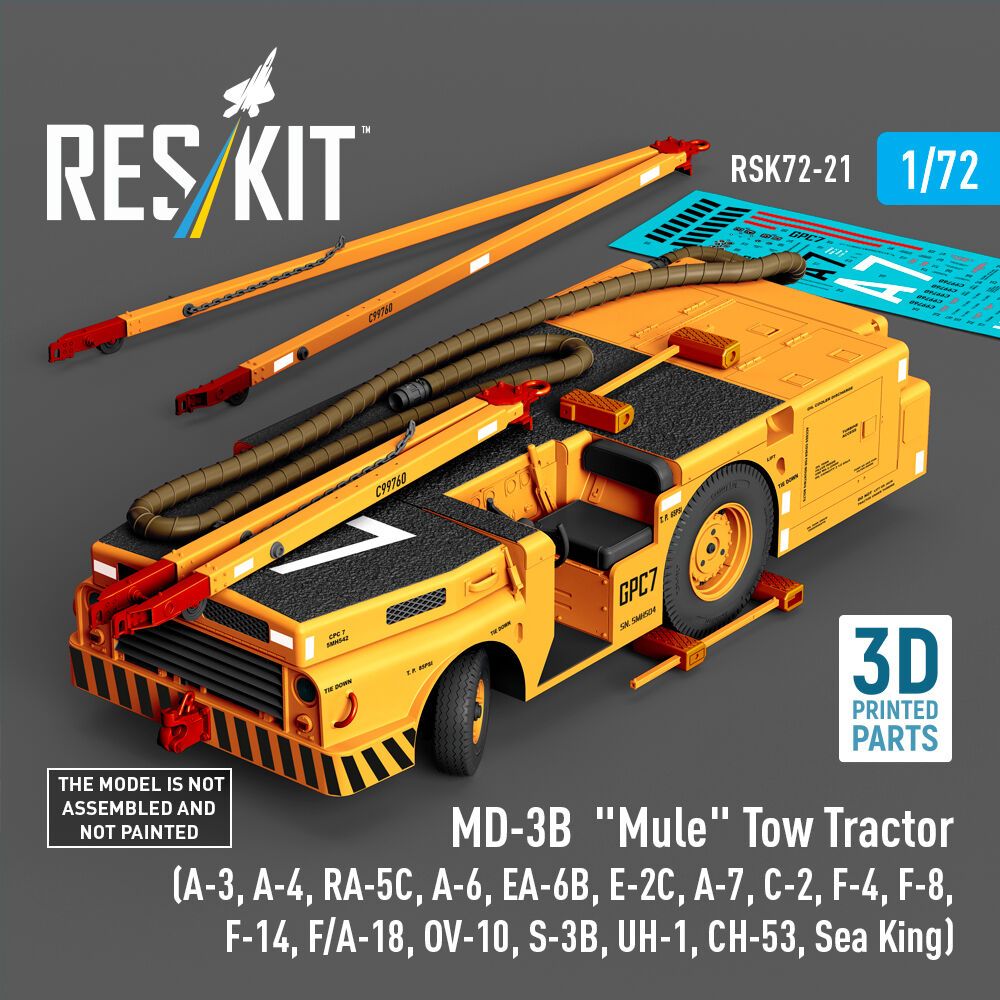 MD-3B Mule Tow Tractor (A-3, A-4, RA-5C, A-6, EA-6B, E-2C, A-7, C-2, F-4, F-8, F-14, F/A-18, OV-10, S-3B, UH-1, CH-53, Sea King) (3D Printed model kit)