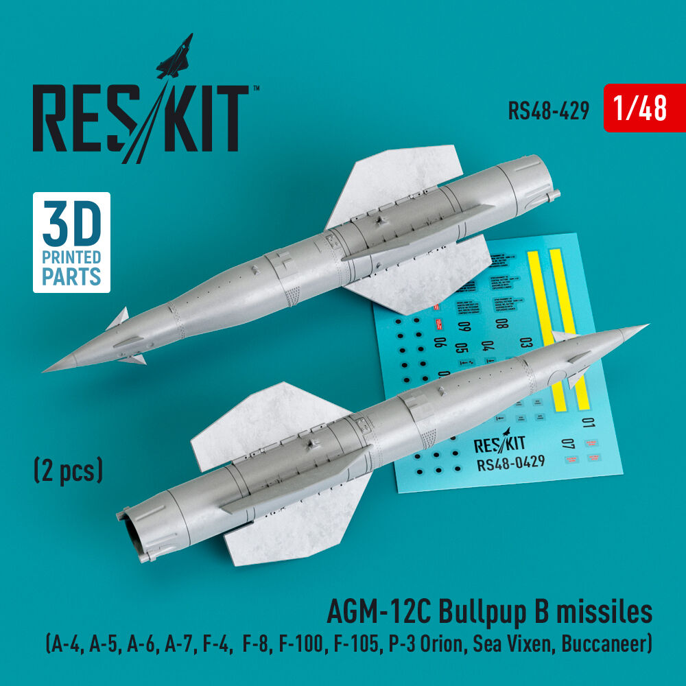 AGM-12C Bullpup B missiles (2 pcs) (A-4, A-5, A-6, A-7, F-4, F-8, F-100, F-105, P-3 Orion, Sea Vixen, Buccaneer) (3D Printed)
