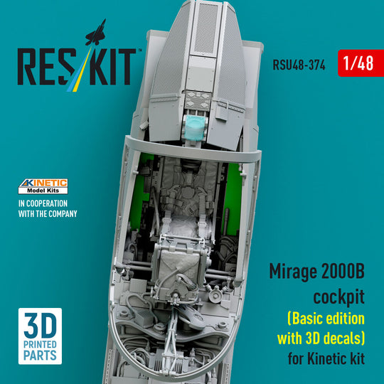 Mirage 2000B cockpit (Basic edition with 3D decals) for Kinetic kit (3D Printed)