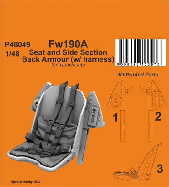 Fw190A Seat and Side Section Back Armour (w/ harness) for Tamiya