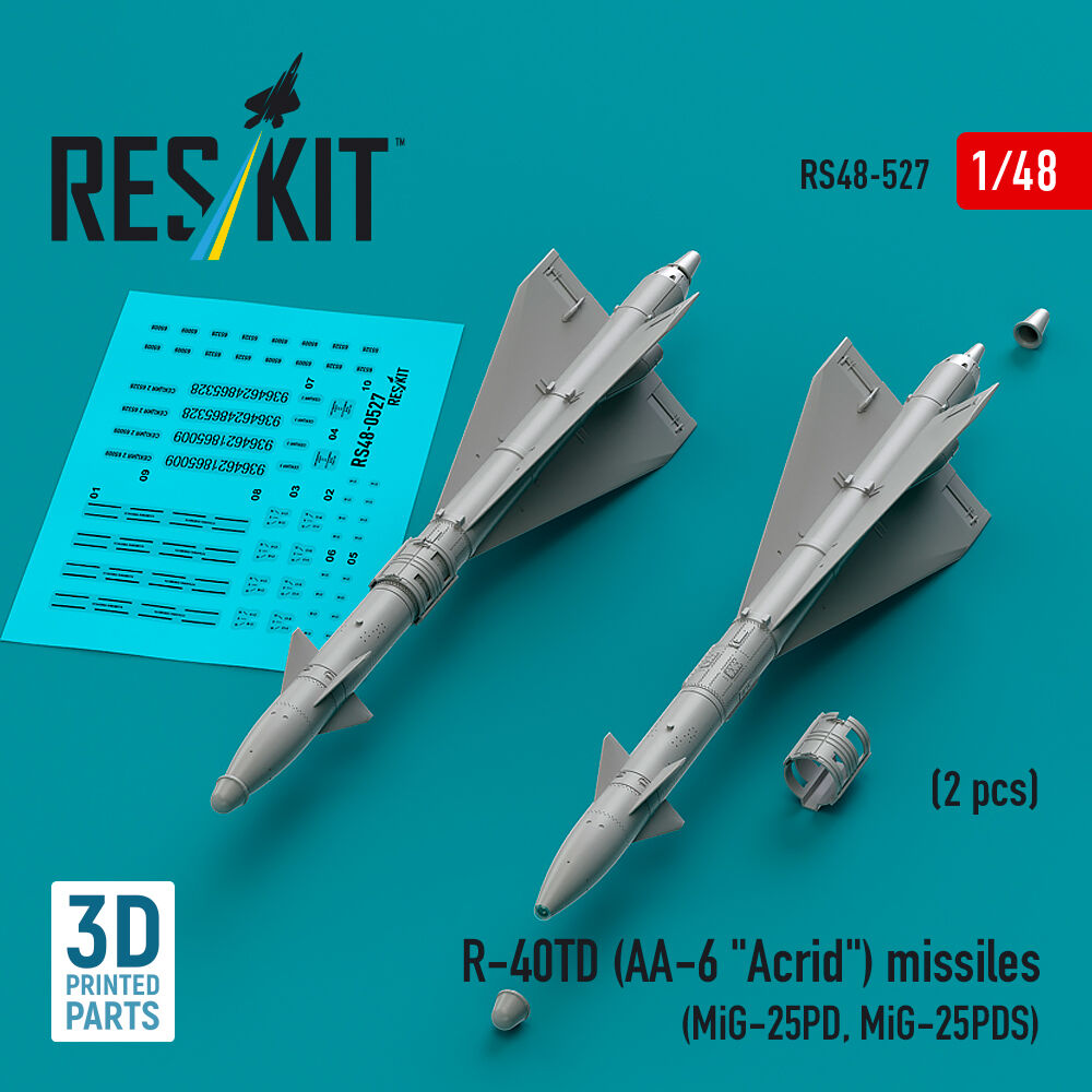 R-40TD (AA-6 Acrid) missiles (2 pcs) (MiG-25PD, MiG-25PDS) (3D printed)