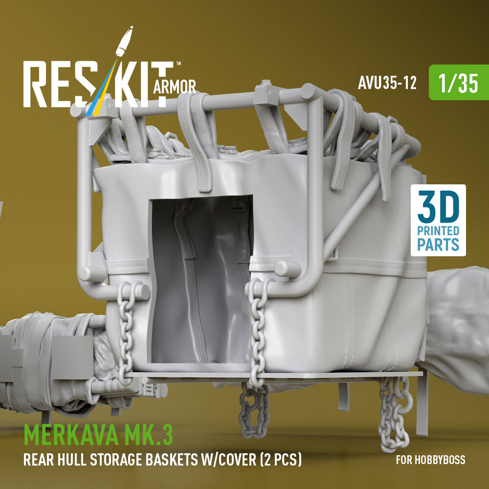 Merkava Mk.3 rear hull storage baskets w/cover (2 pcs) for HobbyBoss kit (3D Printed)
