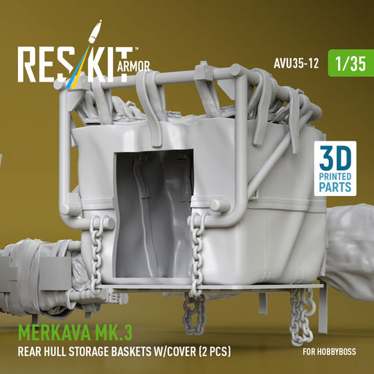 Merkava Mk.3 rear hull storage baskets w/cover (2 pcs) for HobbyBoss kit (3D Printed)