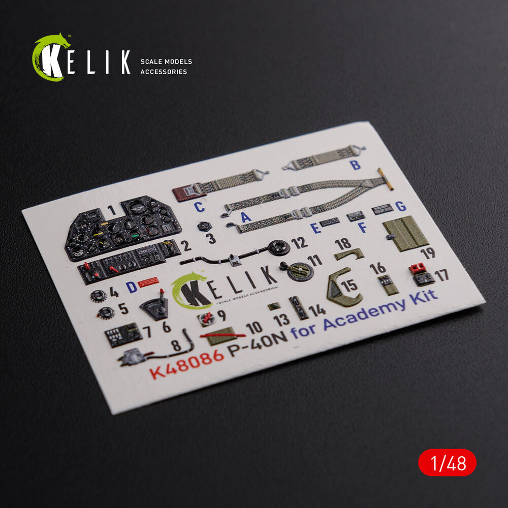 P-40N interior 3D decals for Academy kit