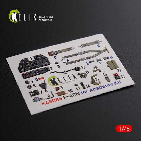 P-40N interior 3D decals for Academy kit