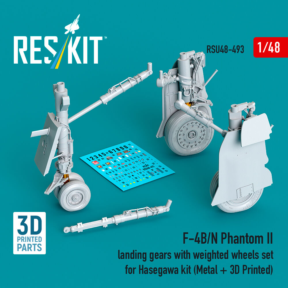 F-4B/N Phantom II landing gear with weighted wheels set (Metal + 3D Printed) for Hasegawa