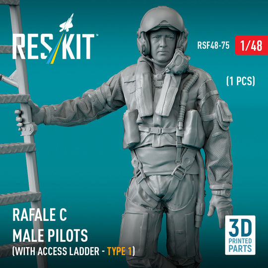 Rafale C male pilot with access ladder (type 1) (1 pcs) (3D Printed)