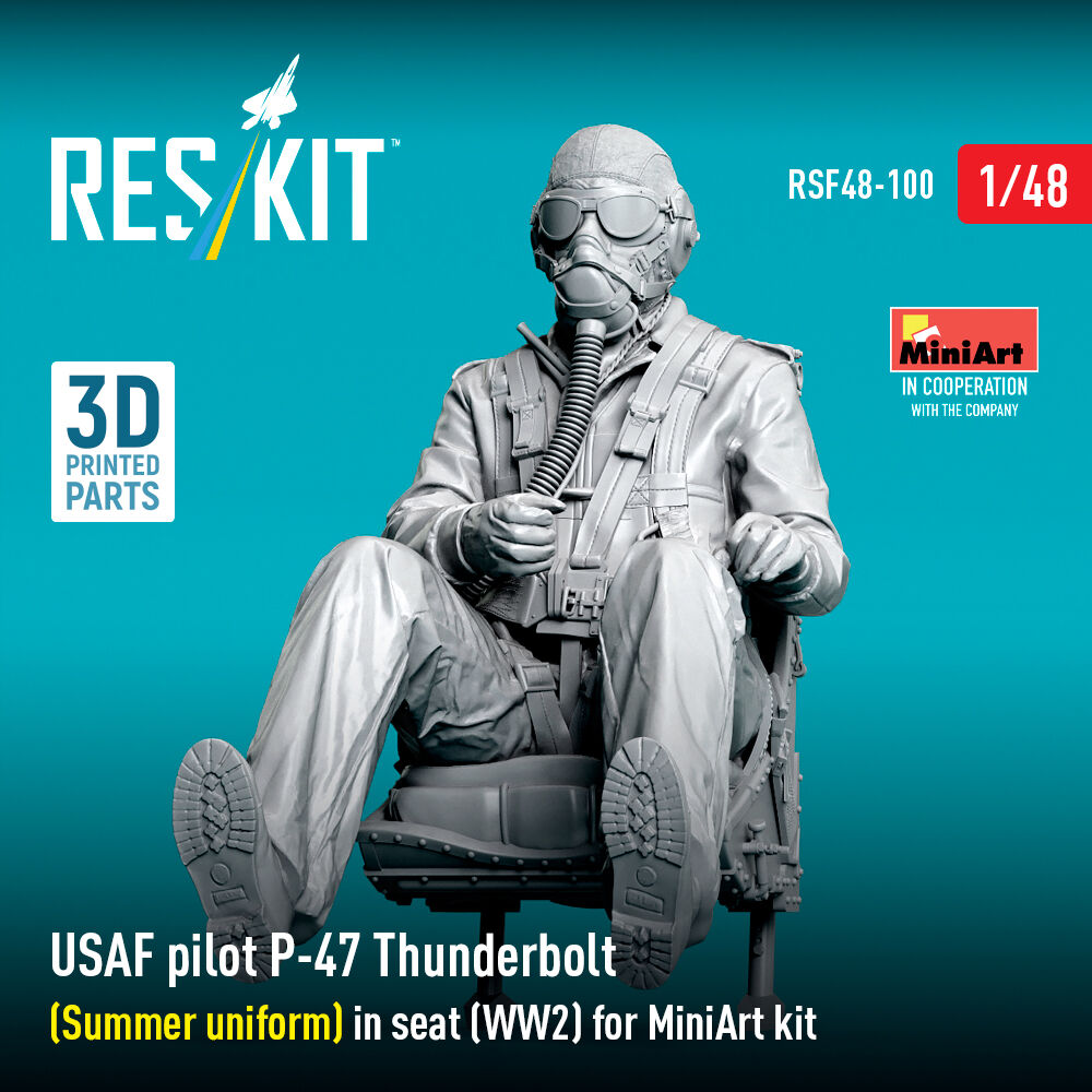 USAF pilot P-47 Thunderbolt (Summer uniform) in seat (WW2) for MiniArt kit (3D Printed)