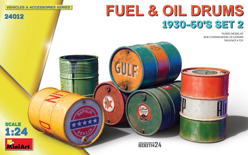 Fuel & Oil Drums 1930-50's Set 2