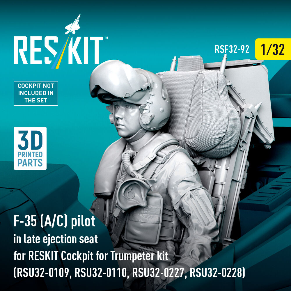 F-35 (A/C) pilot in late ejection seat for RESKIT Cockpit for Trumpeter kit (RSU32-0109, RSU32-0110, RSU32-0227, RSU32-0228) (3D Printed)