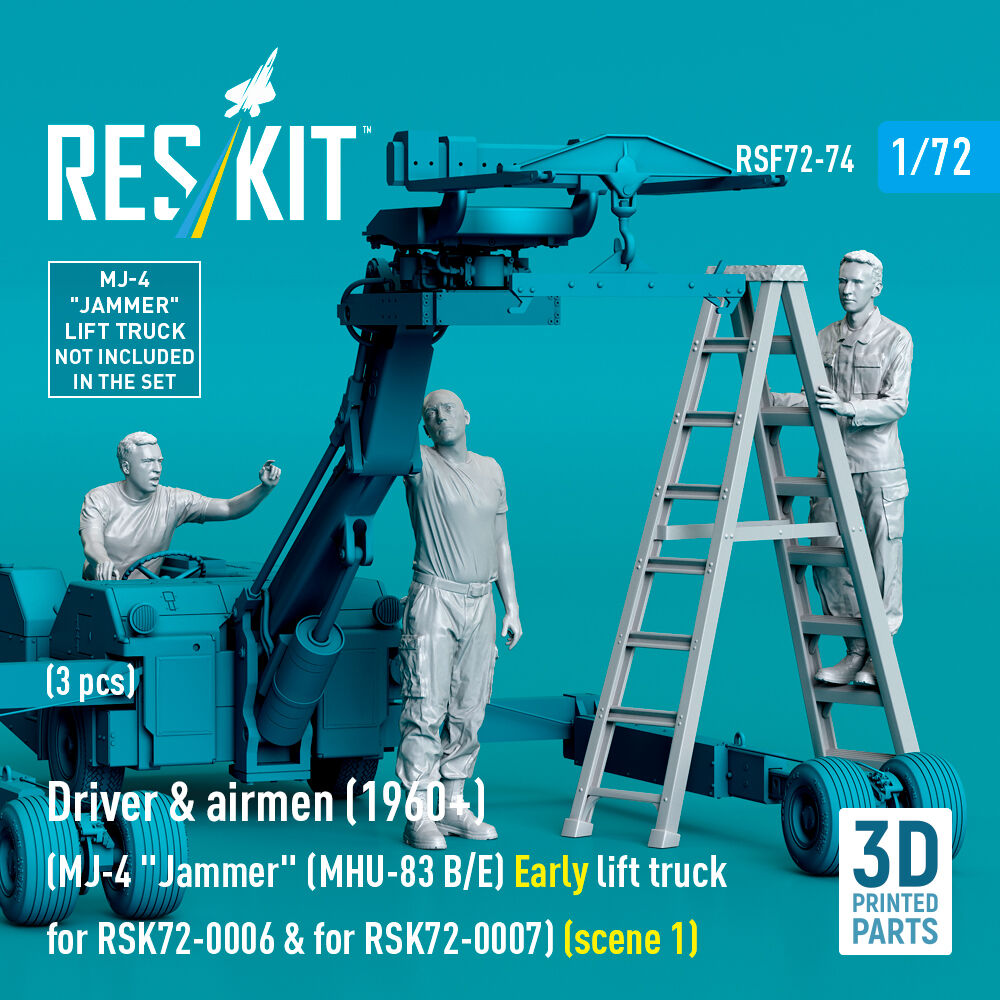 Driver & airmen (1960+) (3 pcs) (MJ-4 Jammer (MHU-83 B/E) Early lift truck for RSK72-0006 & for RSK72-0007) (scene 1) (3D Printed)