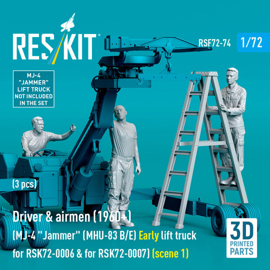 Driver & airmen (1960+) (3 pcs) (MJ-4 Jammer (MHU-83 B/E) Early lift truck for RSK72-0006 & for RSK72-0007) (scene 1) (3D Printed)