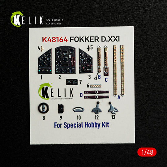 FOKKER D.XXI - interior 3D decals for Special Hobby kit
