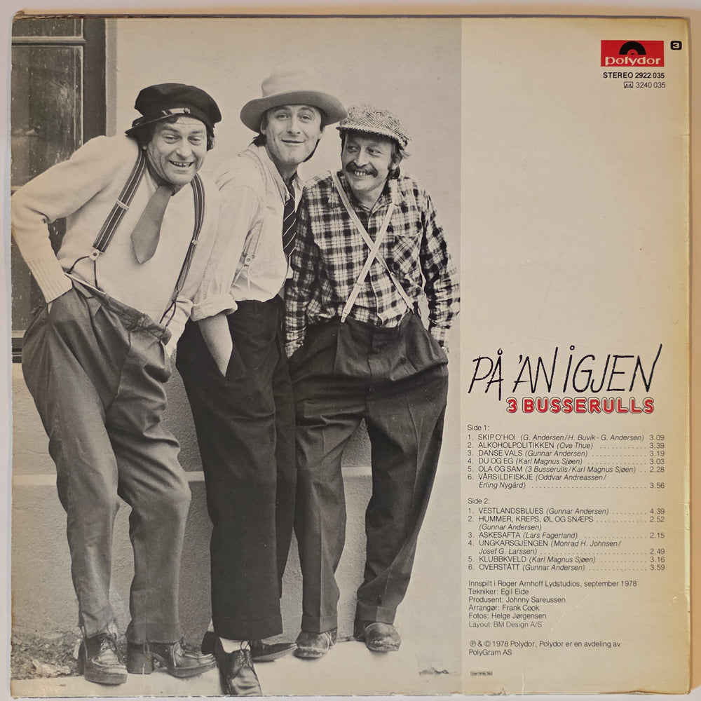 3 Busserulls: På 'An Igjen (1978). LP-plate.