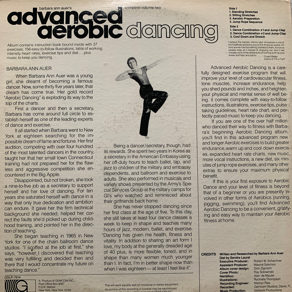 Barbara Ann Auer – Advanced Aerobic Dancing: Complete Volume Two. 1982. LP.