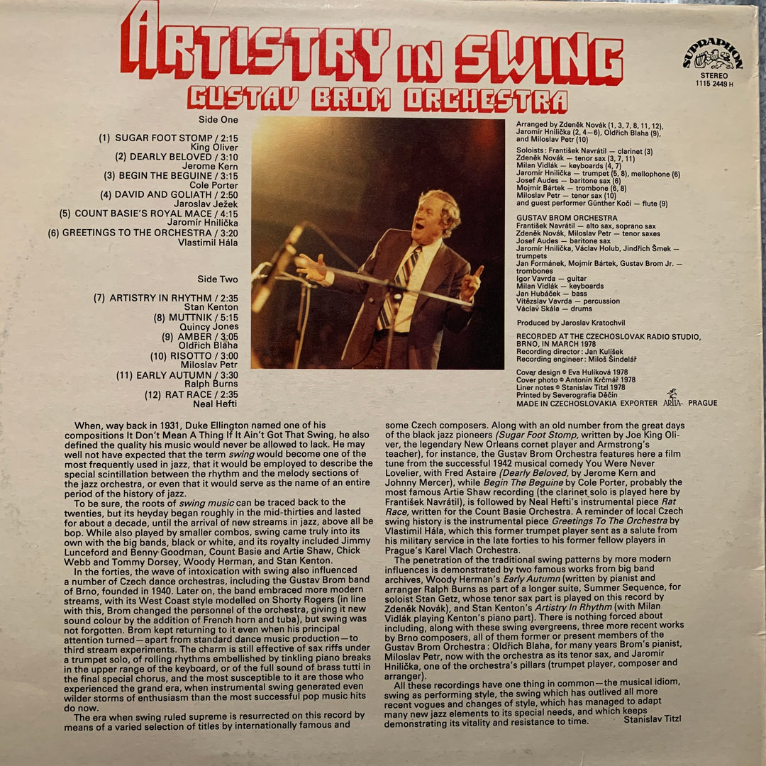 Gustav Brom Orchestra – Artistry In Swing. 1979. LP.