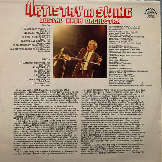 Gustav Brom Orchestra – Artistry In Swing. 1979. LP.