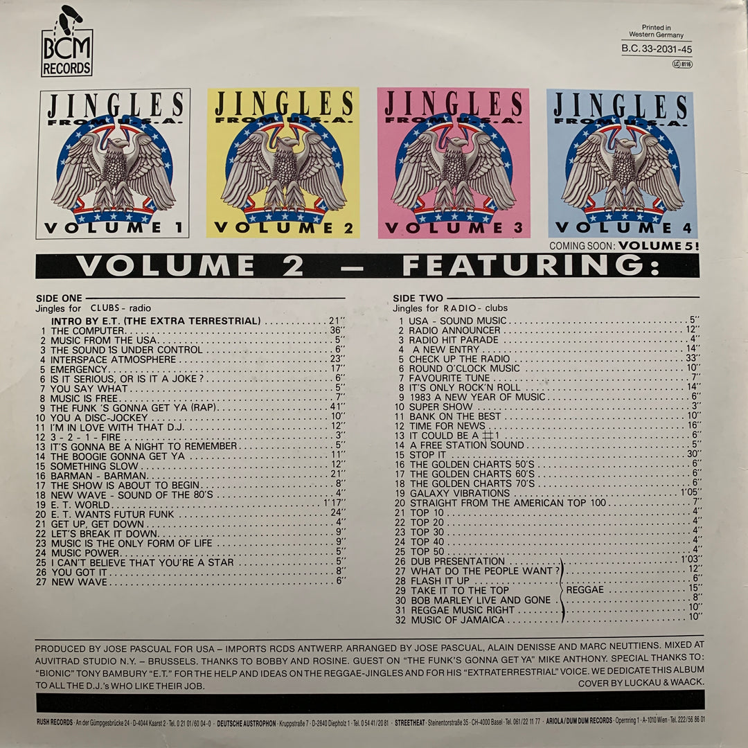 Various – Jingles From U.S.A. Volume 2. 1987. LP.
