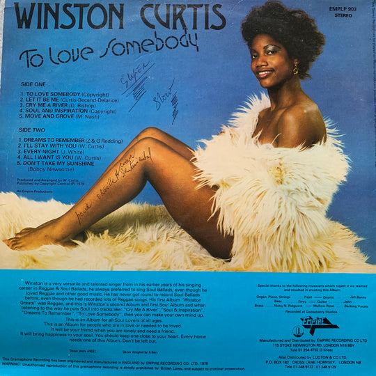 Winston Curtis – To Love Somebody. LP.