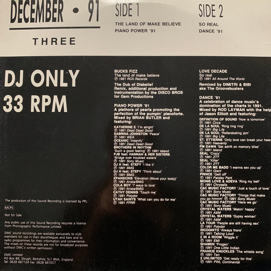 DMC – December '91 Three. 1991. LP.