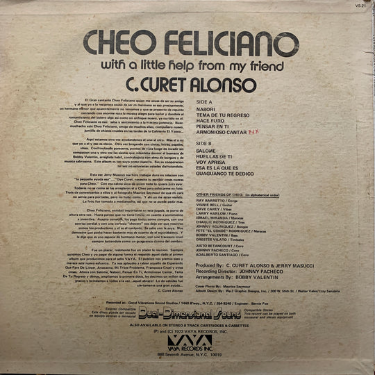 Cheo Feliciano – With a Little Help from My Friend. 1973. LP.