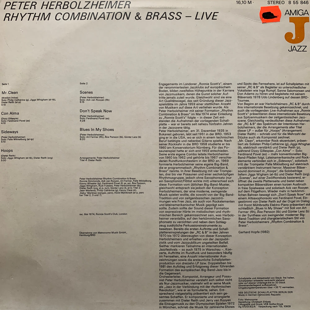 Peter Herbolzheimer Rhythm Combination & Brass - Live. 1982. LP.