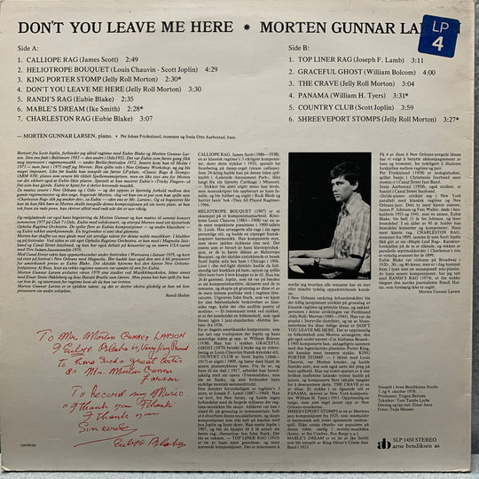Morten Gunnar Larsen - Don't You Leave Me Here. 1978. LP.
