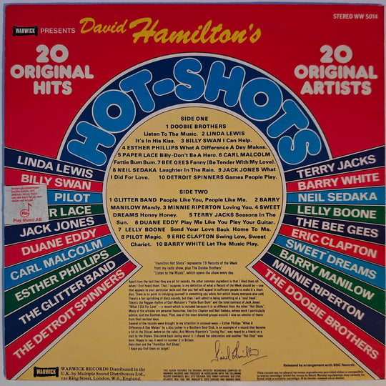 Diverse Artister - David Hamilton's Hot-Shots 1976. LP.